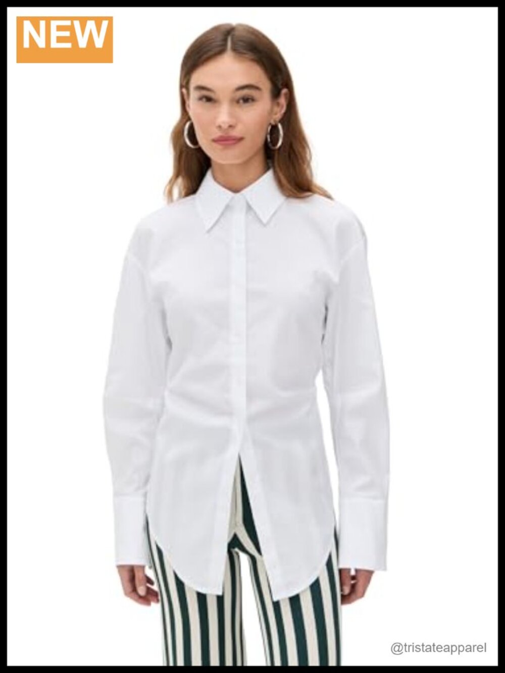 Womens Cotton Stretch Poplin Solid Button Up Long Sleeve Business Casual